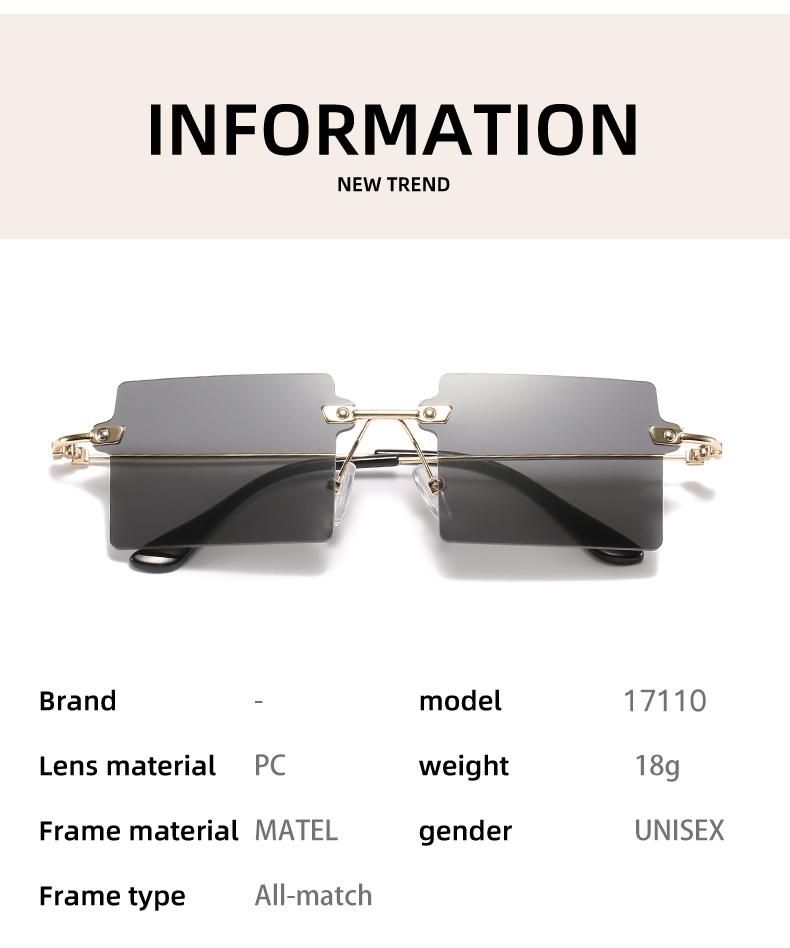 Sunglasses Square Fashion Rimless Glasses Amazon Hot Sale