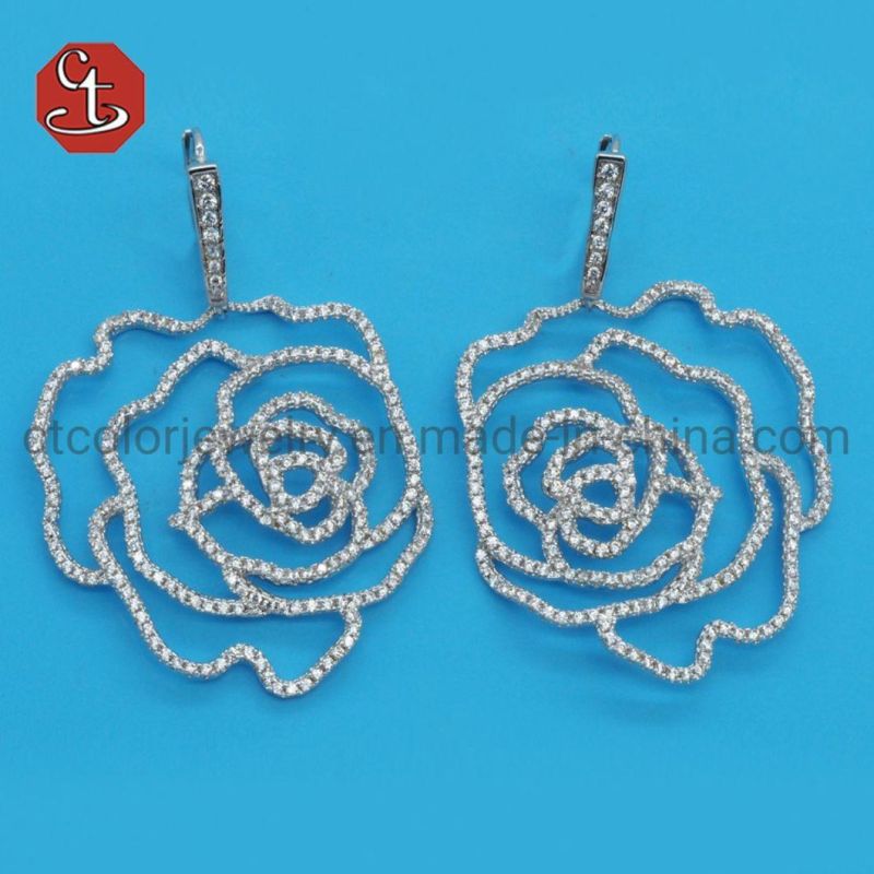Elegant Silver or Brass Earring Wholesale Cubic Zircon Jewelry