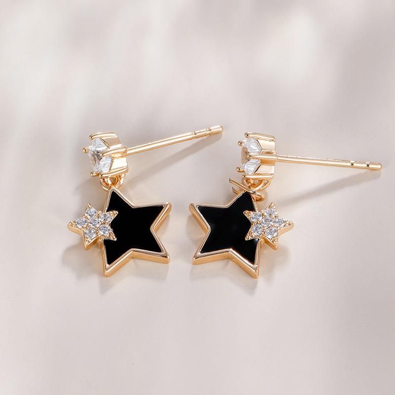 Cross-Border European and American Simple Geometric Metal Earrings with High Sense of Korean Temperament Zircon Earrings