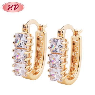Engagement Jewelry Colorful Crystal Gold Plated Zircon Hoop Earrings