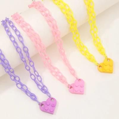Fashion Colourful Heart Necklace Chain Couple Necklace for Lover