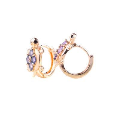 New Design Gift Crystal AAA Cubic Zirconia Jewelry Women Gold Huggies Earrings