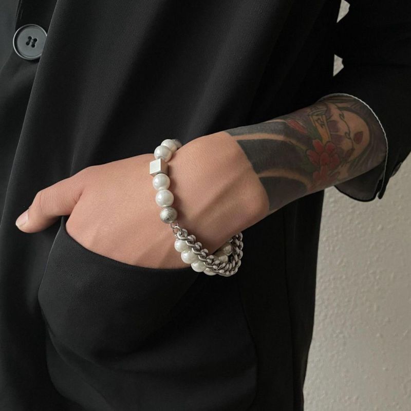 New Arrival Bracelet Jewelry High Quality Stainless Steel Pearl Bracelet Double-Layer Designer Collarbone Chain Bracelet Men Fashion Jewelry