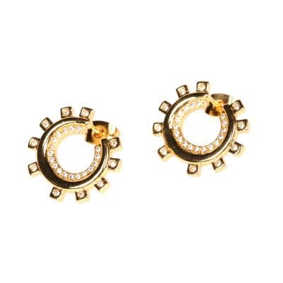 2021 Minimalist Austrian Crystal Jewellery Sparkling Circle Pave Stud Earrings for Women