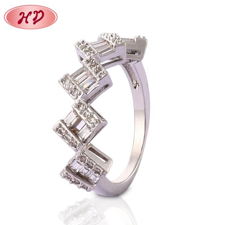 Fashion Women Silver Rhodium Plated Stainless Steel Engagement Wedding Finger Rings Jewelry Design