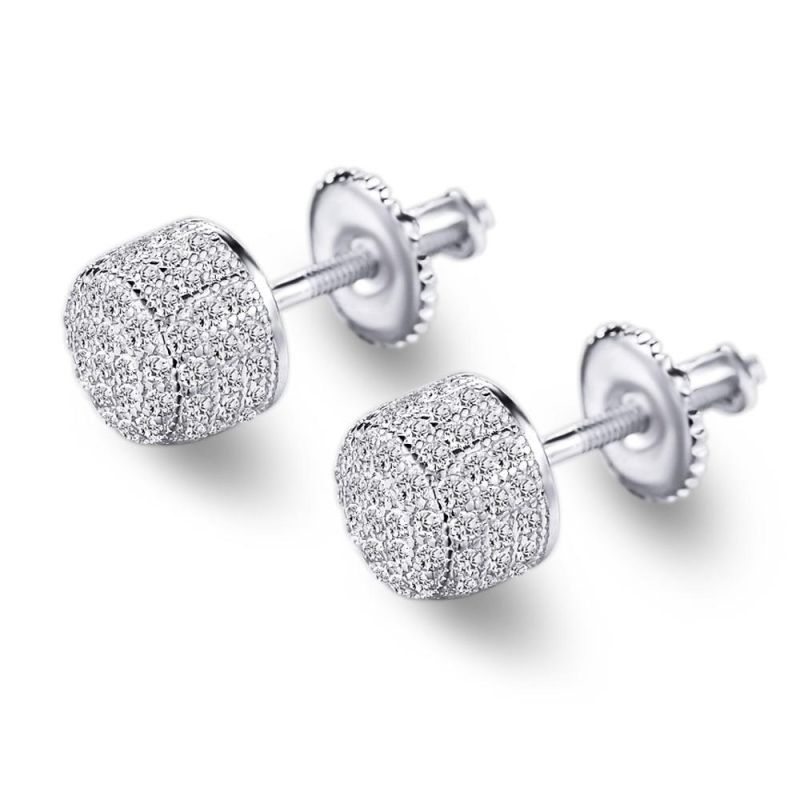 Hiphop Diamond CZ Men′s Stud Earrings Jewelry