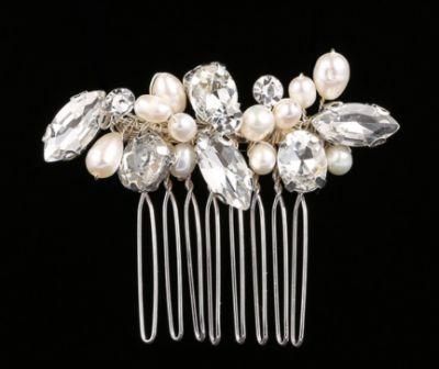 Bridal Wedding Crystal Natural Pearl Hair Comb Hair Clip Headpiece