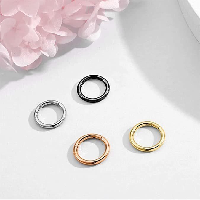 316L Surgical Stainless Steel Body Piercing Jewelry Hinged Segment Ring Earring/Nose Ring/Lip Ring-20g/18g/16g-32 Different Sizes/Different PVD Coated