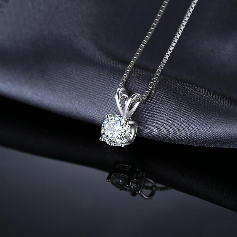 Classic Round CZ Solitaire Pendant Women Fashion Jewellery 925 Sterling Silver Jewelry