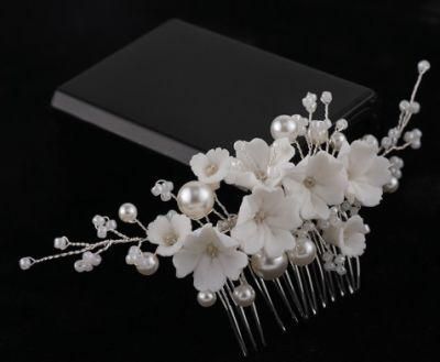 Bridal Wedding Ceramic Flower Wire Hair Comb Hair Vines Headpiece