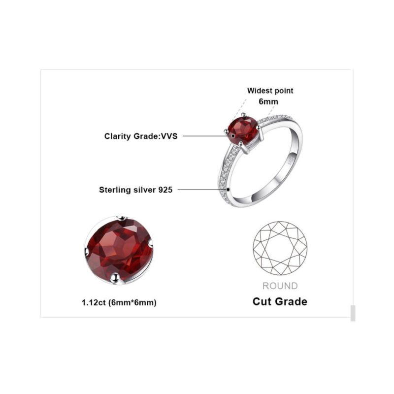 Classic Jewellery Synthetic Garnet Ring with Cubic Zirconia 925 Sterling Silver Jewelry