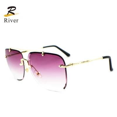 Amazon Hot Selling Stock Top Flat Frameless Women Sunglasses