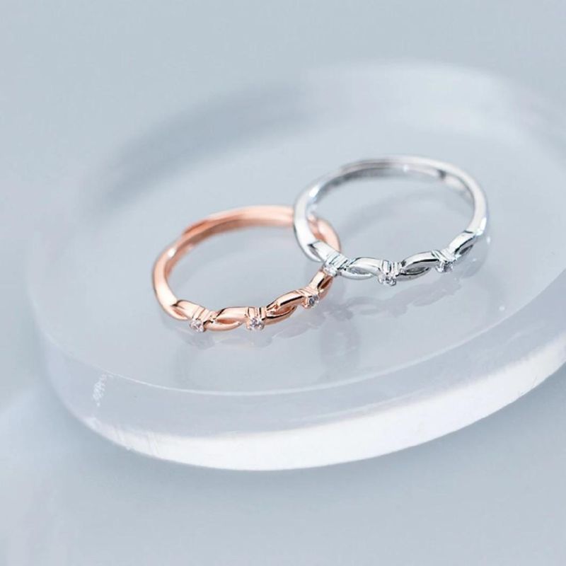 925 Sterling Silver Ring Minimalist Zircon Ring Adjustable Ring for Women Engagement Wedding Fashion Jewelry