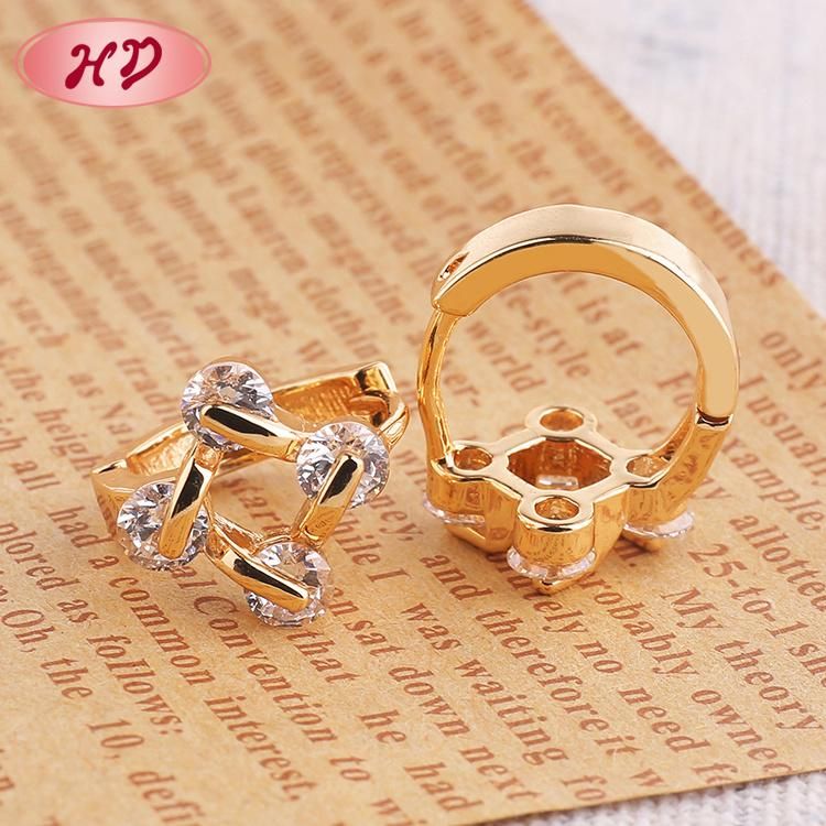 Fashion Ladies Cubic Zirconia Round-Shape Hoop Huggie Earrings