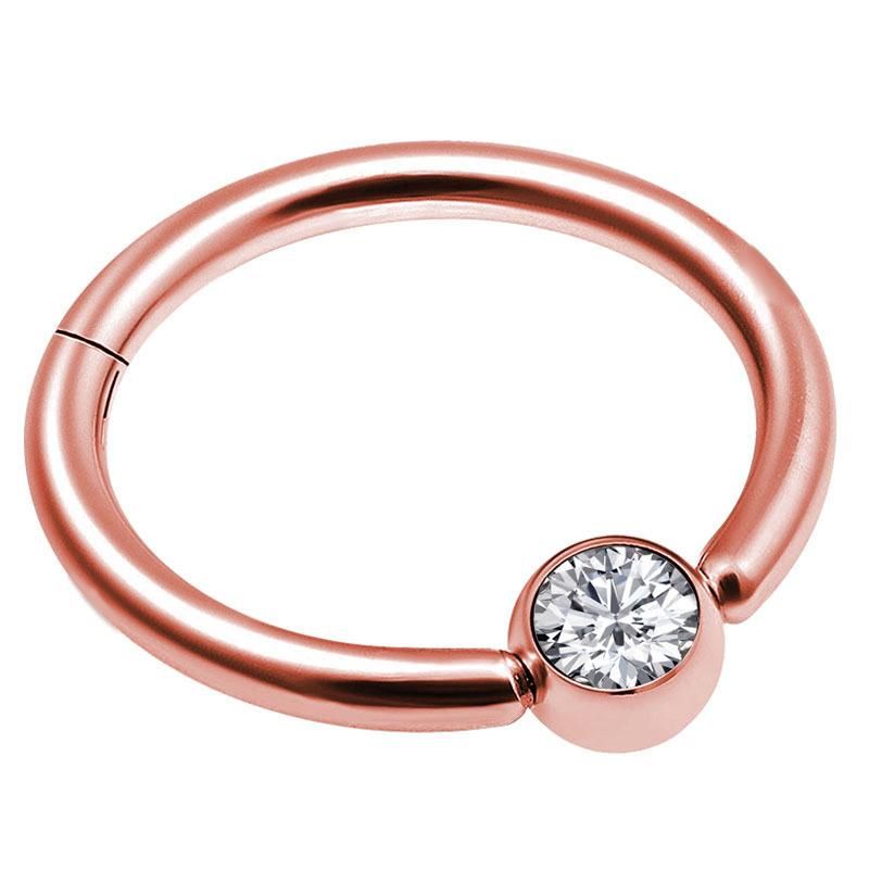 316L Surgical Steel Segment Clicker Nose Ring Body Piercing Jewelry (Custom Crystal color/Size Available)
