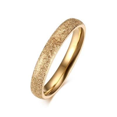 Women Rose Gold/Gold/ Silver Wedding Ring Unique Sandblast Glitter Bling