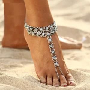 Leg Jewelry Chaine Cheville Silver Color Tassel Barefoot Sandals Anklet