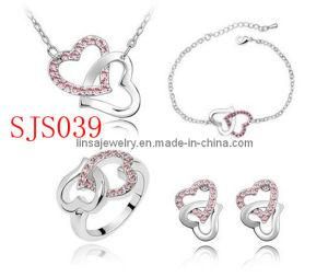 Fashion Bridal Charming Crystal Stainless Steel Jewelry Set (SJS039)