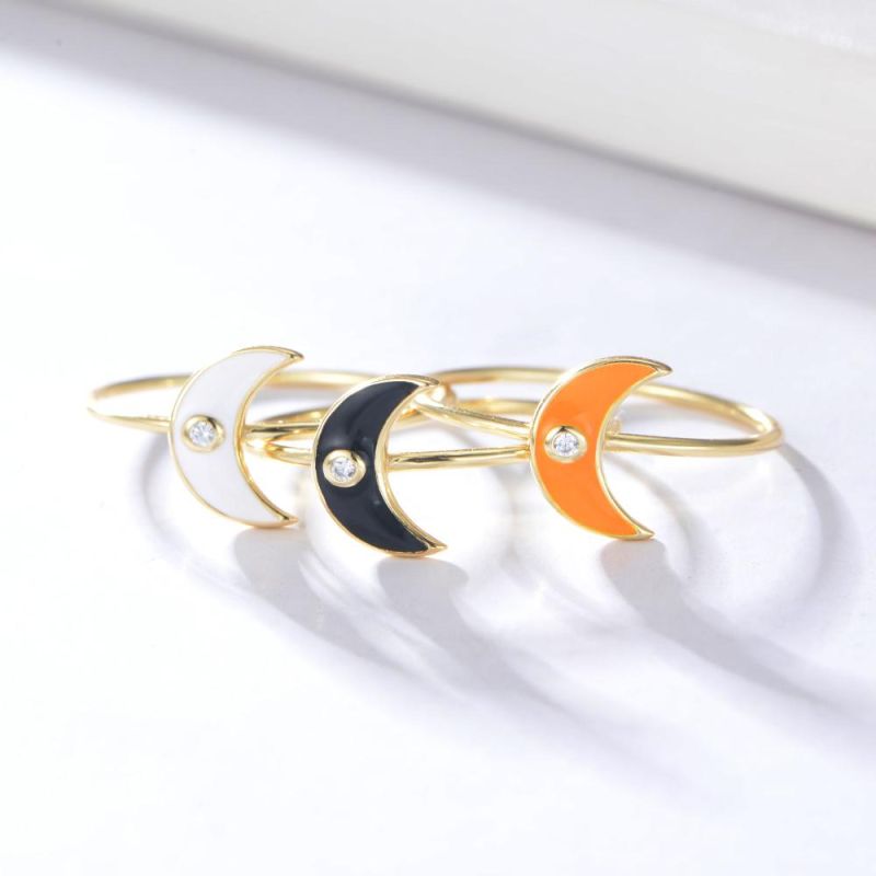 925 Sterling Silver Suitable for High Quality Crescent Crescent Moon Ring