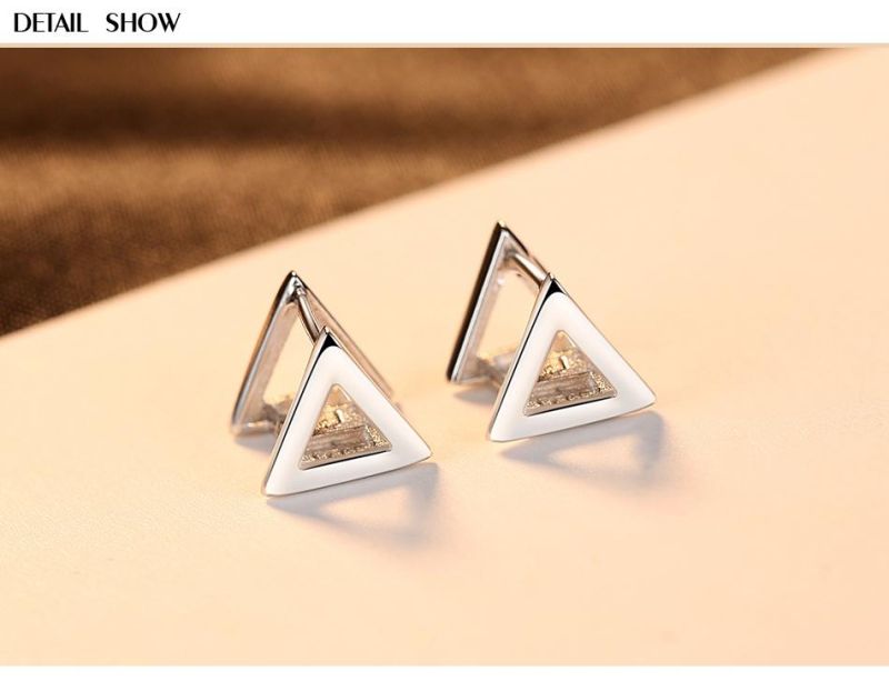 Mens 925 Silver Triangle Earring Double Ear Clip