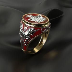 Red Exquisite Carved Crown Ring