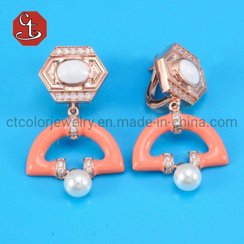 Fashion Enamel Silver or Brass Earrings Wholesale Jewelry Silver