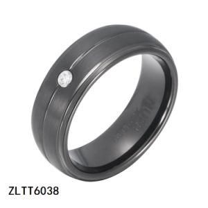 Black Tungsten Carbide Rings with Stone for Wedding Ring