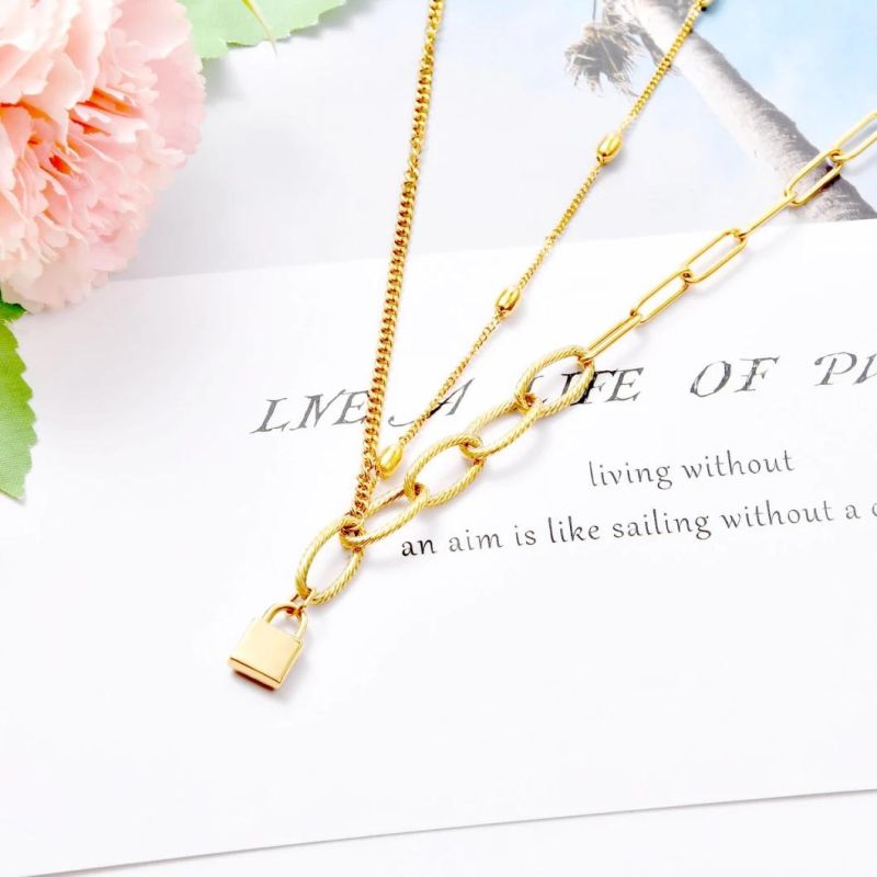 Inspire Stainless Steel Jewelry Personalized Lock Necklace Princess Necklace Old English Style Jewelry for Babygirl Gift