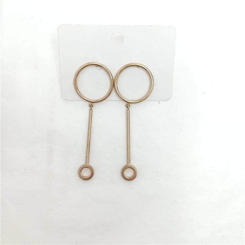 Fashion Women Earrings 18K Gold Color Circle Stud with Long Dangling Earrings Punk Bar Jewelry Accessories Brincos Aros