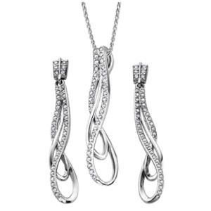 Sterling Silver Twisted Style Earring and Necklace Jewelry Set Gift