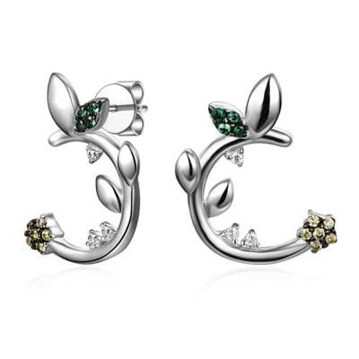 925 Silver Fashion Leaf Stud Earring with CZ