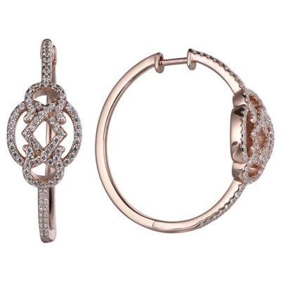 925 Sterling Silver Rose Gold CZ Hoop Earring for Party