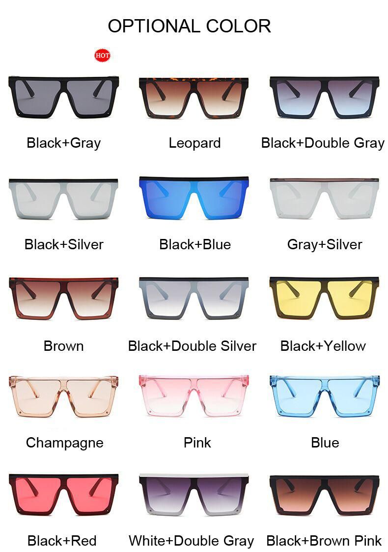 Female Big Frame Shades Black Lady UV400 Sun Glasses