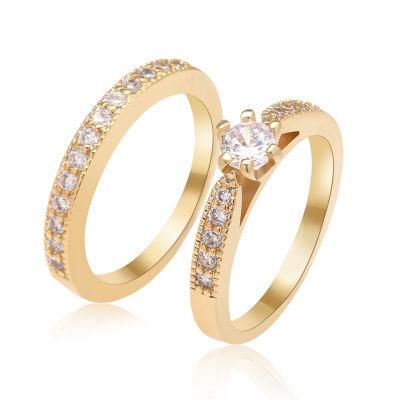 Luxury Two Piece Bridal Zirconia Engagement Wedding Women&prime; S Rings Set
