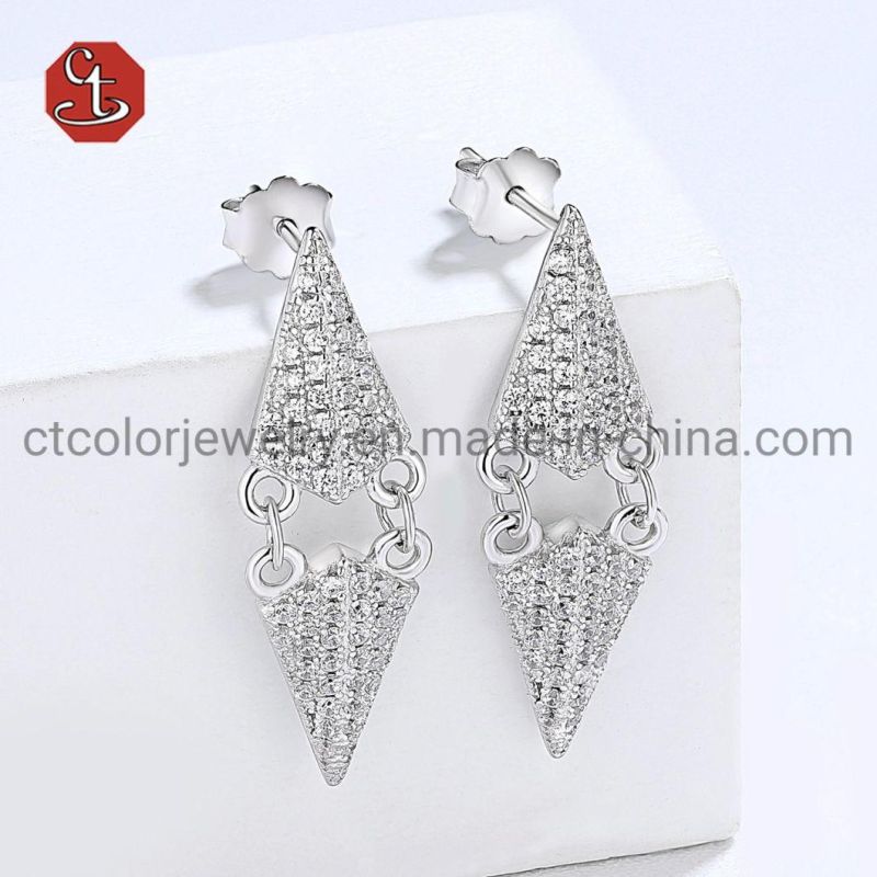 925 Sterling Silver Jewelry Arrow Dangle Fashion Earring with CZ Set