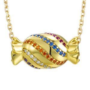 Colorful Zirconia Candy Gold Necklace S925 Silver 18K Gold Plated Candy Summer Necklace