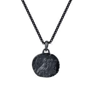 Custom Men Stainless Steel Gold Plated Medallion Gold Coin Pendant Owl Necklace