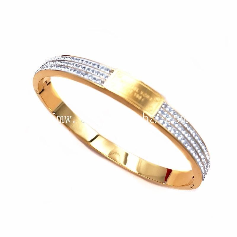 Gold Plated Stainless Steel Bracelet with Cubic Zirconia Bracelet