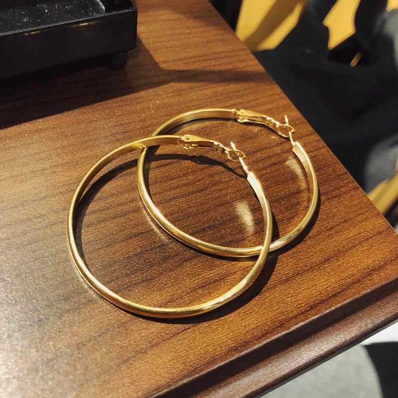 Fashion Simple Jewelry Plain Circle Stainless Steel Hoop Earrings for Female