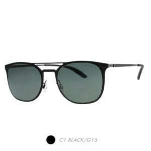 Metal&Nylon Polarized Sunglasses, Two Bridge Semi Round Frame M6027-01