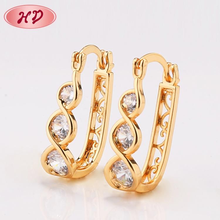 18K 14K Gold Plated Costume Jewelry with CZ Pearl Huggie Earring