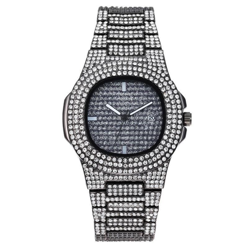 Fashion Star Full Diamonds Calendar Men Women Quartz Hip Hop Iced out Jewelry Ring Jewellery Watch