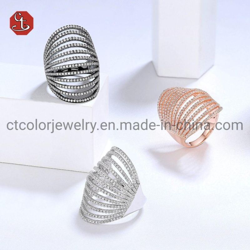 Fashion Multi-layer Silver Ring Pave Setting