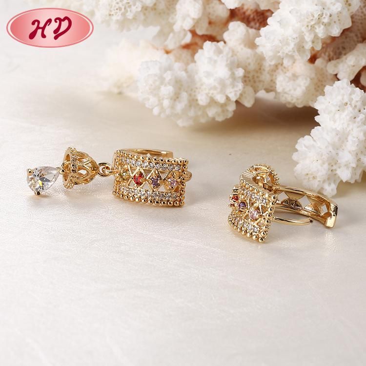 Fashion Latest Design Yellow Gold Plated with Stone Earring