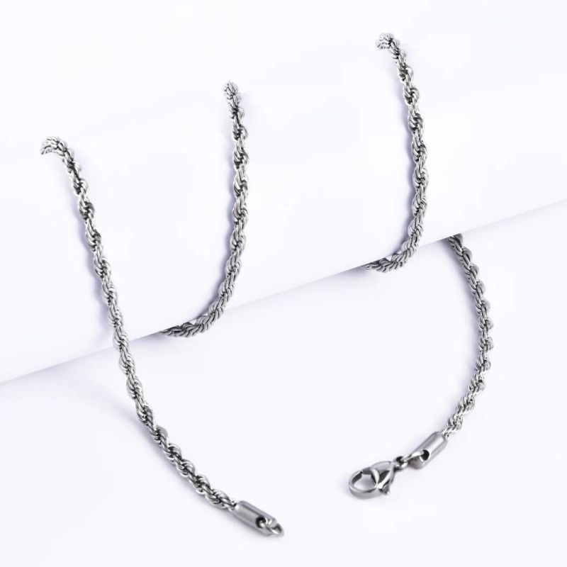 Fashion Simple Gold Plated Twist Rope Chain Bracelet Necklace for Rapper Dancer Men Women 14-36inch