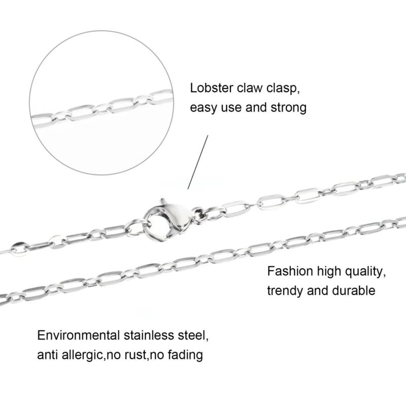 Eco-Friendly 316 Stainless Steel Silver Flat Cable Chains Classic Non Tarnish Bracelet Anklet Fashion Jewelry Necklace for Women