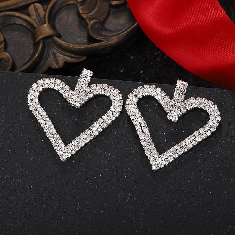 Wholesale Sparkling Heart Shape Crystal Rhinestone Drop Earrings