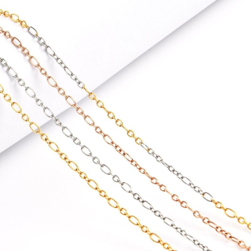 Popular Ladies′ Jewelry Accessories Fashion Silver Color Stainless Steel Figaro Cable Chains Anklet Bracelet Necklace with Clasp