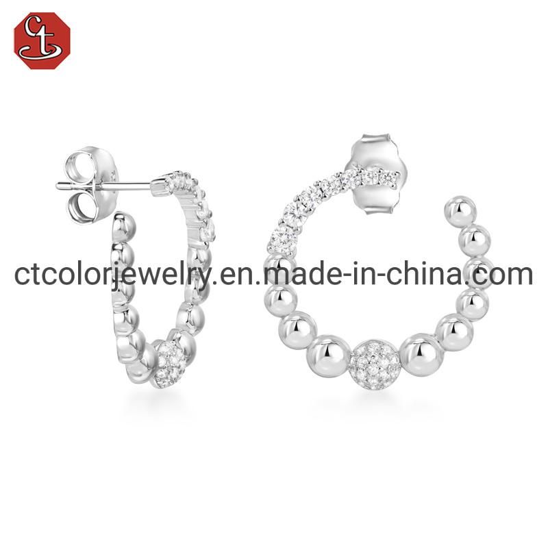 Simple Plain Silver  Fashion Jewelry Stud Earrings