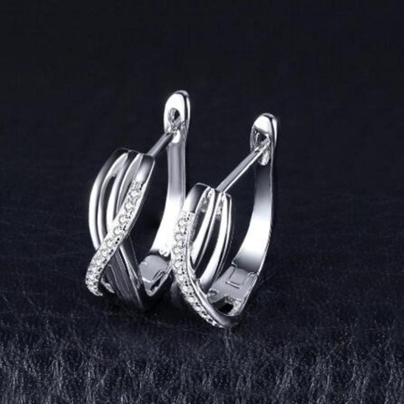 925 Sterling Silver Love Infinity English Lock Earring Pendiente Fashion Jewelry for Women